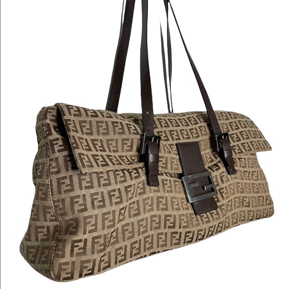 Fendi | Vintage Zucchino Shoulder Bag in Brown FF Monogram Logo - Picture 3 of 17